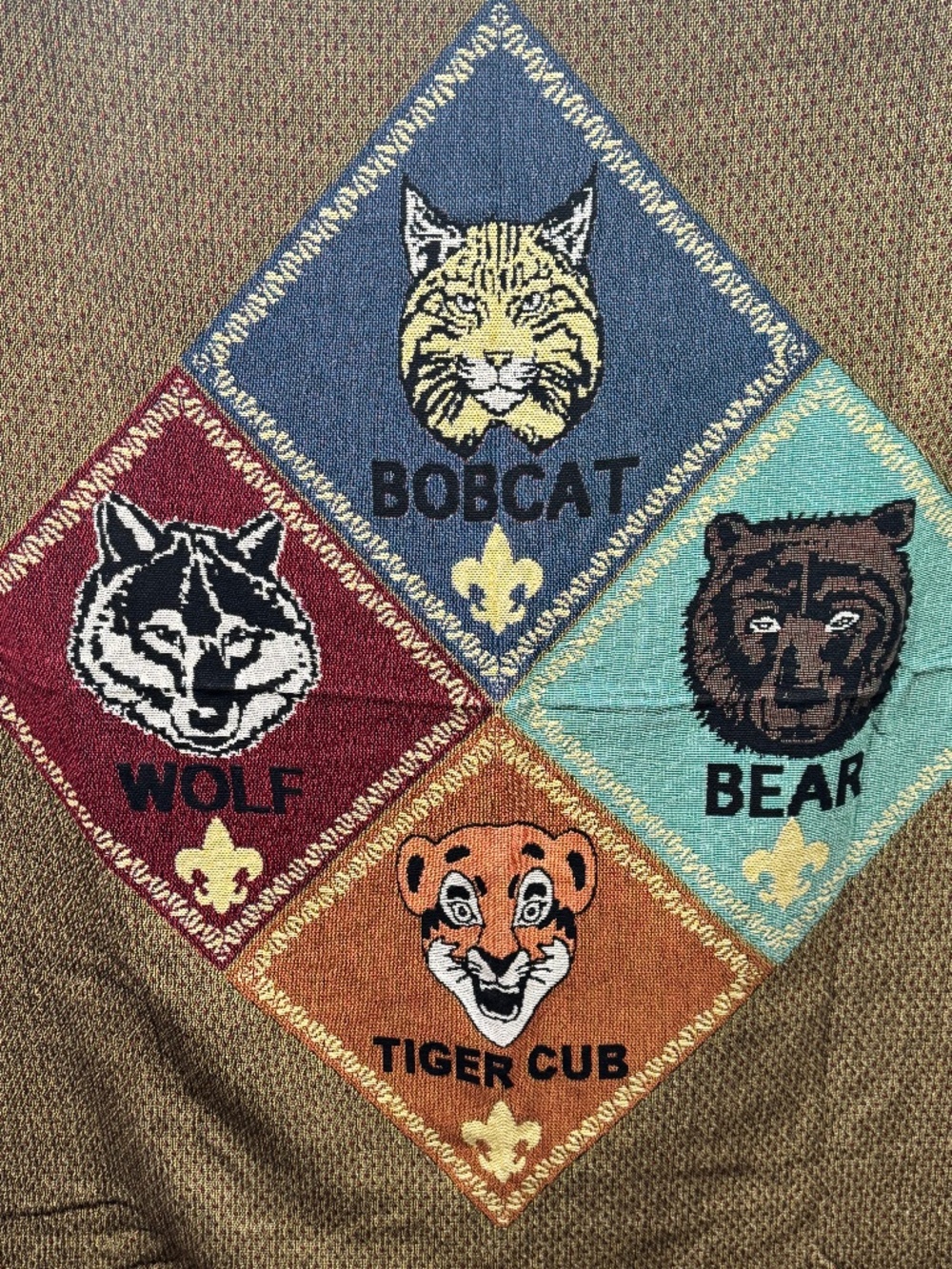 NEW Vtg 1996 Boy Scouts America Stuff Men Of Tomorrow Afghan Tapestry USA Cotton